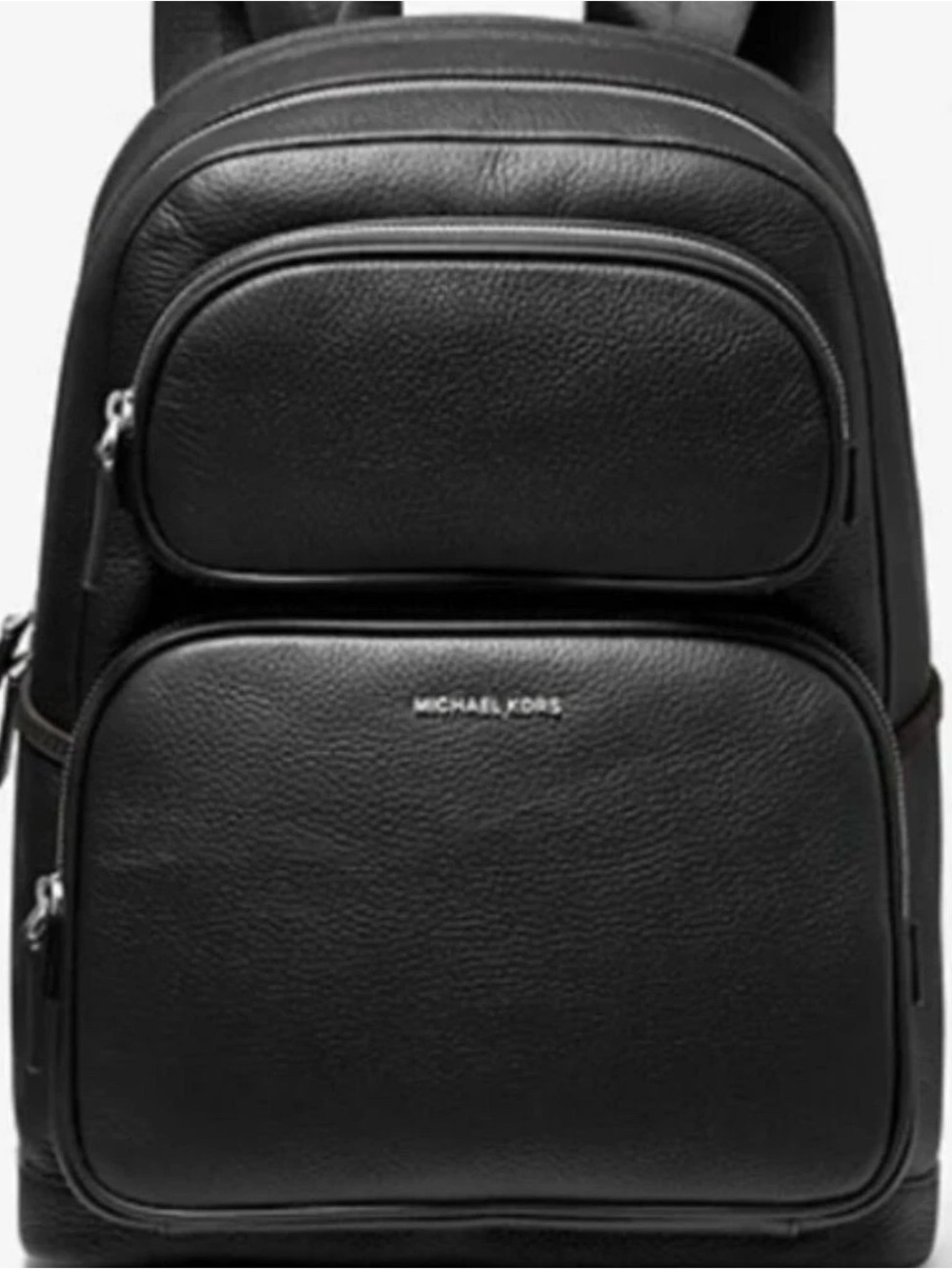 Michael Kors Men's Black Pebbled Leather Backpack Large Travel Laptop Bookbag BL